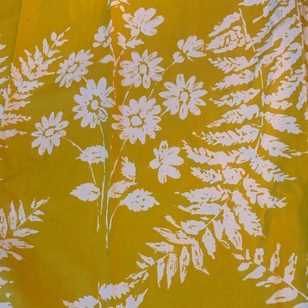 🎀Vintage 🎀 Wamsutta Mustard Yellow & White Floral Fern Twin XL Flat Sheet 70x102
